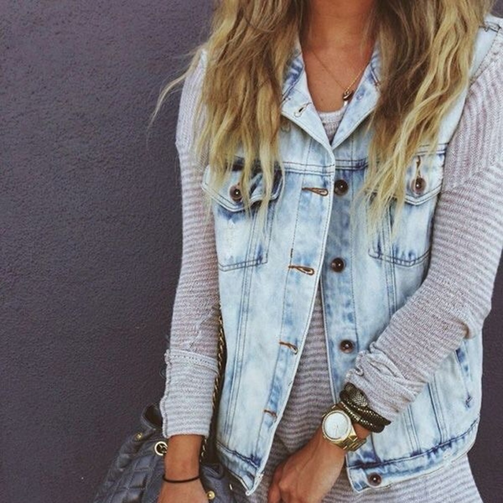 Distressed Denim Vest